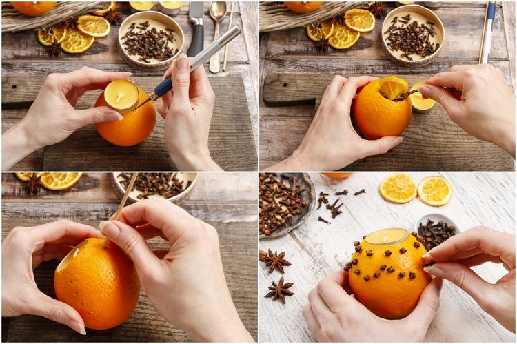how to make candle holders from oranges step by step