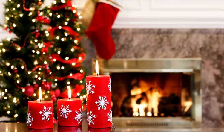 light the fire and add candles Christmas decorating ideas