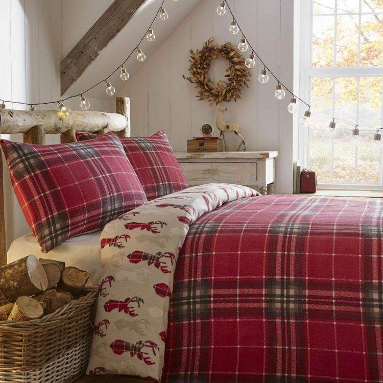 plaid bed sheets Christmas themed bedding set ideas home decor