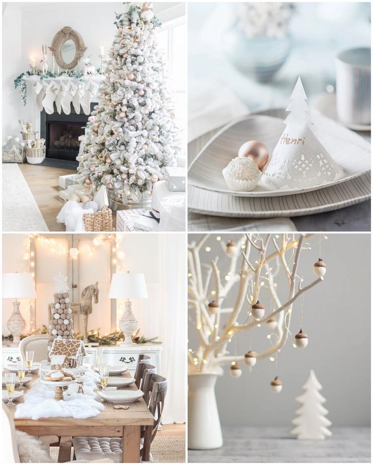 white Christmas ideas for home decorations living room table setting