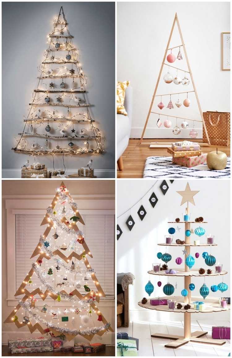 wooden-Christmas-trees-with-ornaments-and-lights-creative-ideas-for-decoration