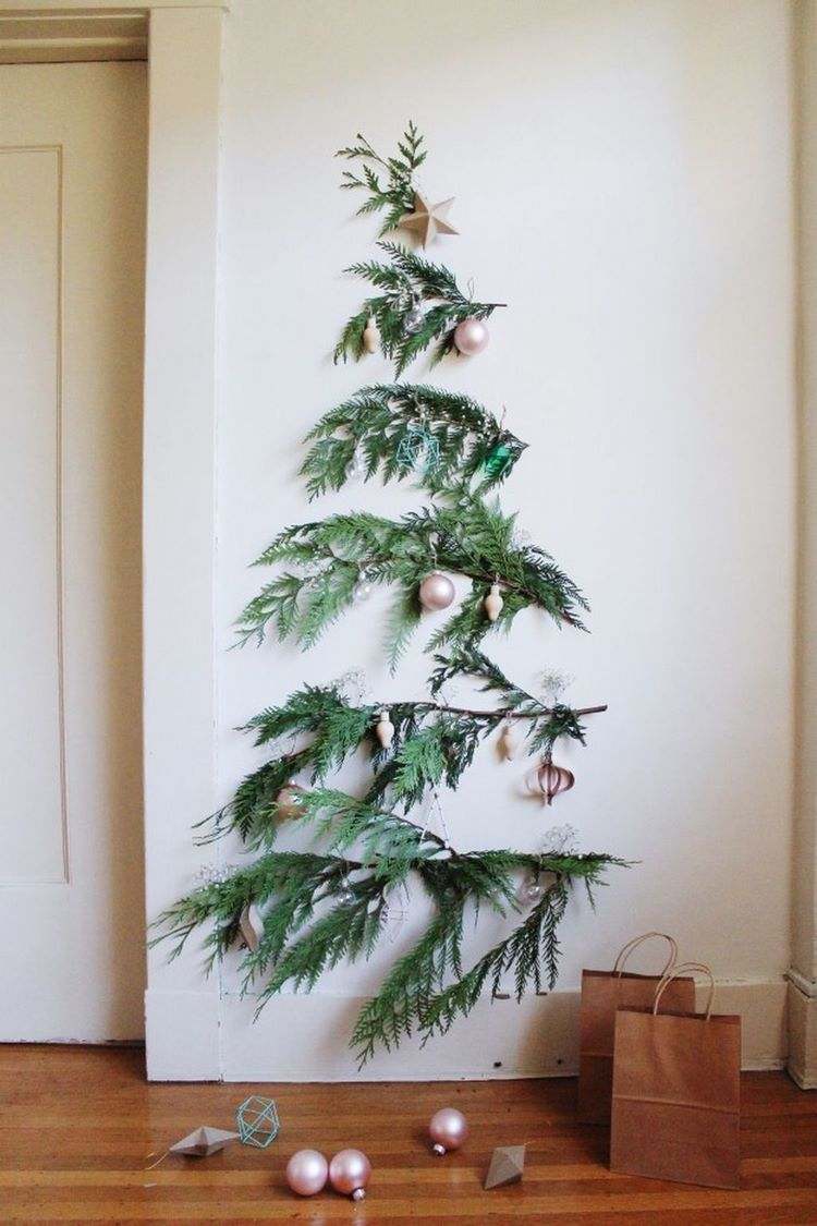 Christmas decorating ideas wall tree from branches