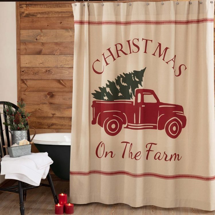 Christmas tree shower curtain bathroom decorating ideas