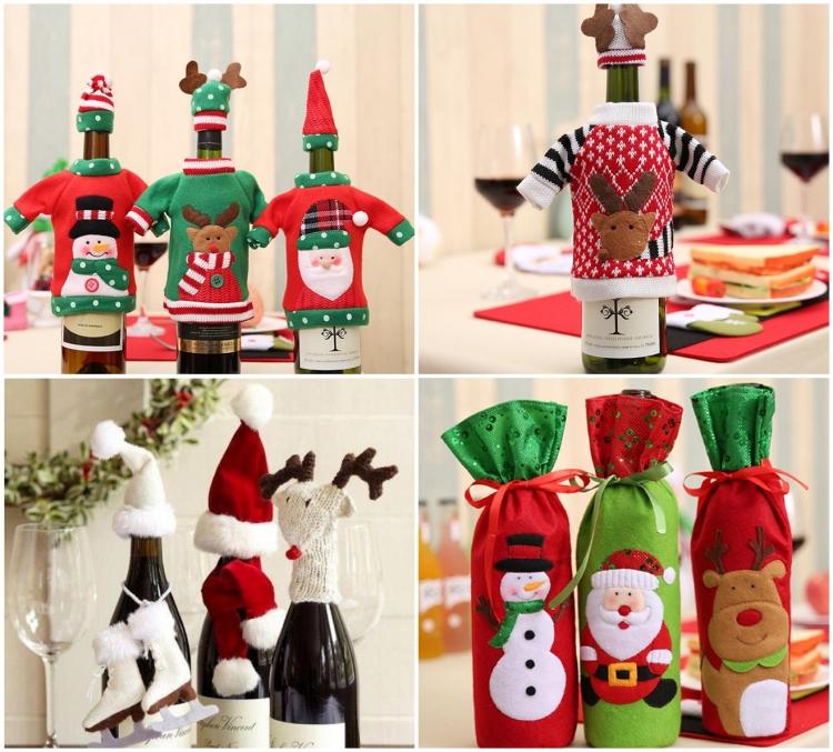 Christmas wine bottle ideas DIY decorations gift wrapping