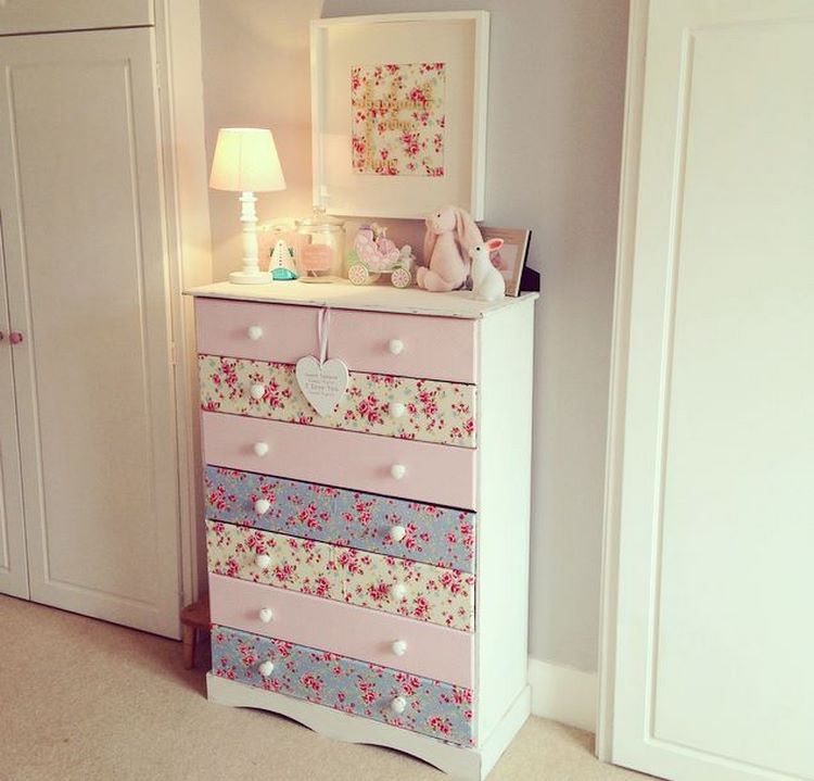 DIY girl bedroom furniture ideas decopage chest of drawers