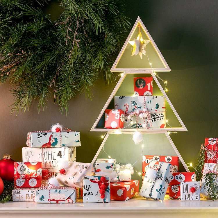 DIY wooden Christmas tree shelf home decor ideas