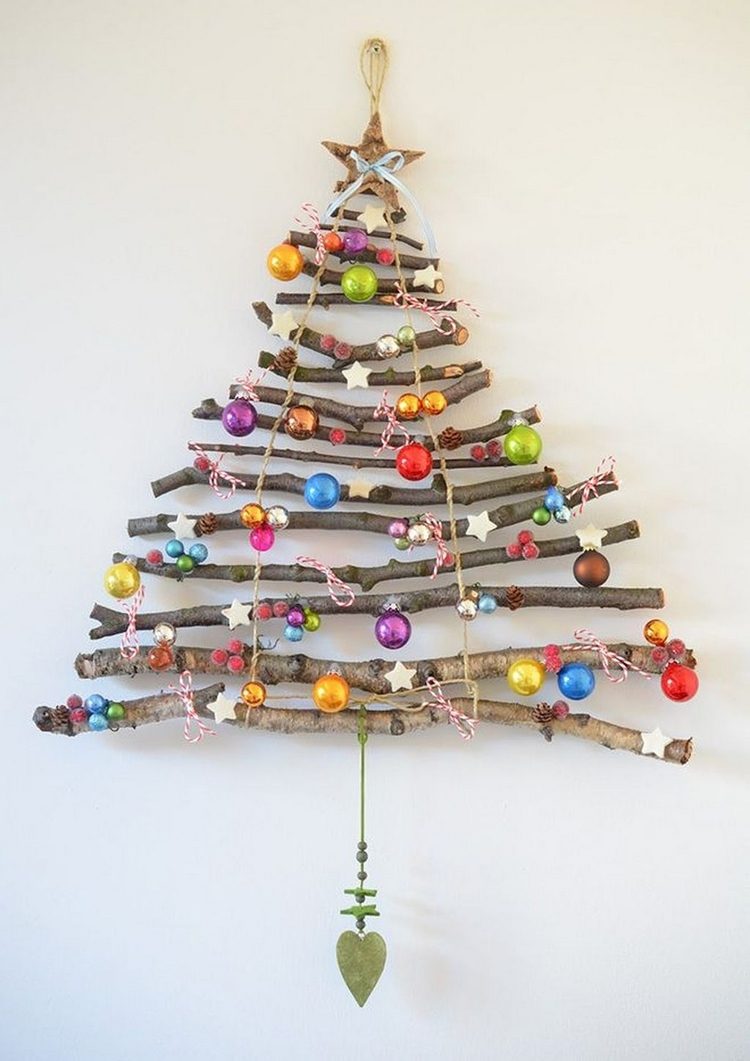 Modern alternative Christmas tree ideas tree branches and ornaments