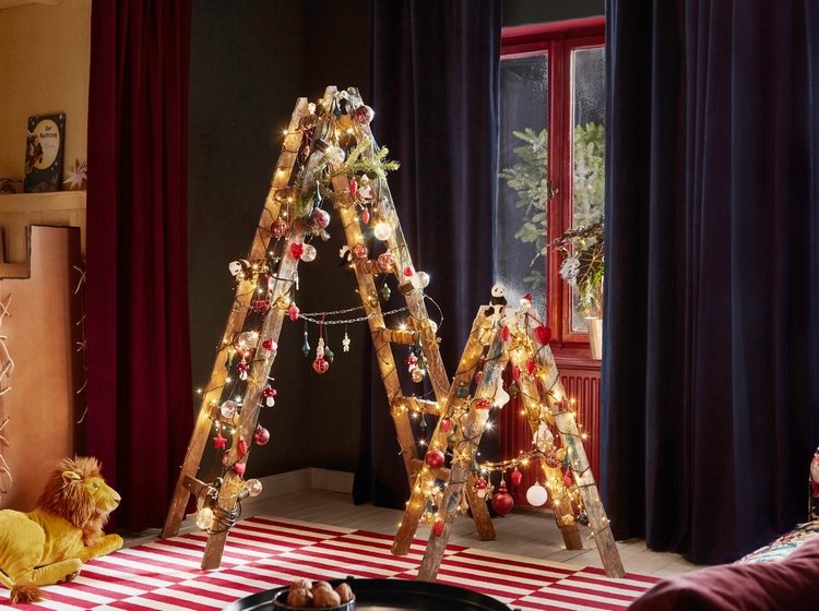 alternative ladder Christmas tree ideas unique holiday decor