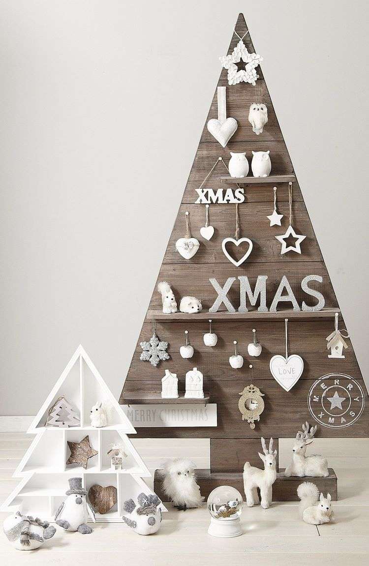 alternative wooden Christmas trees with shelves