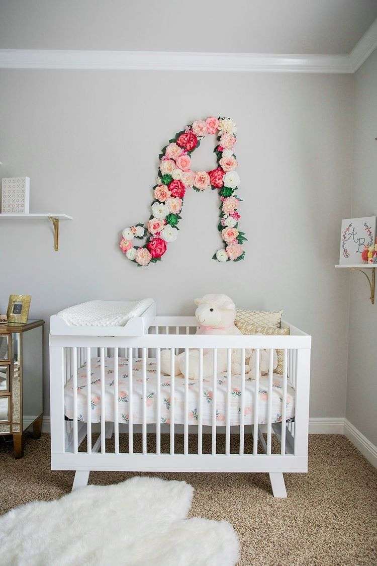 baby girl nursery rooms wall art flower themed decoration ideas