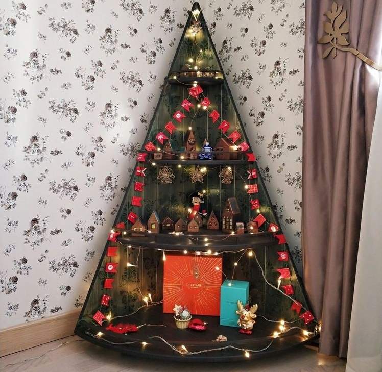 christmas trees corner shelf roriginal home decor ideas