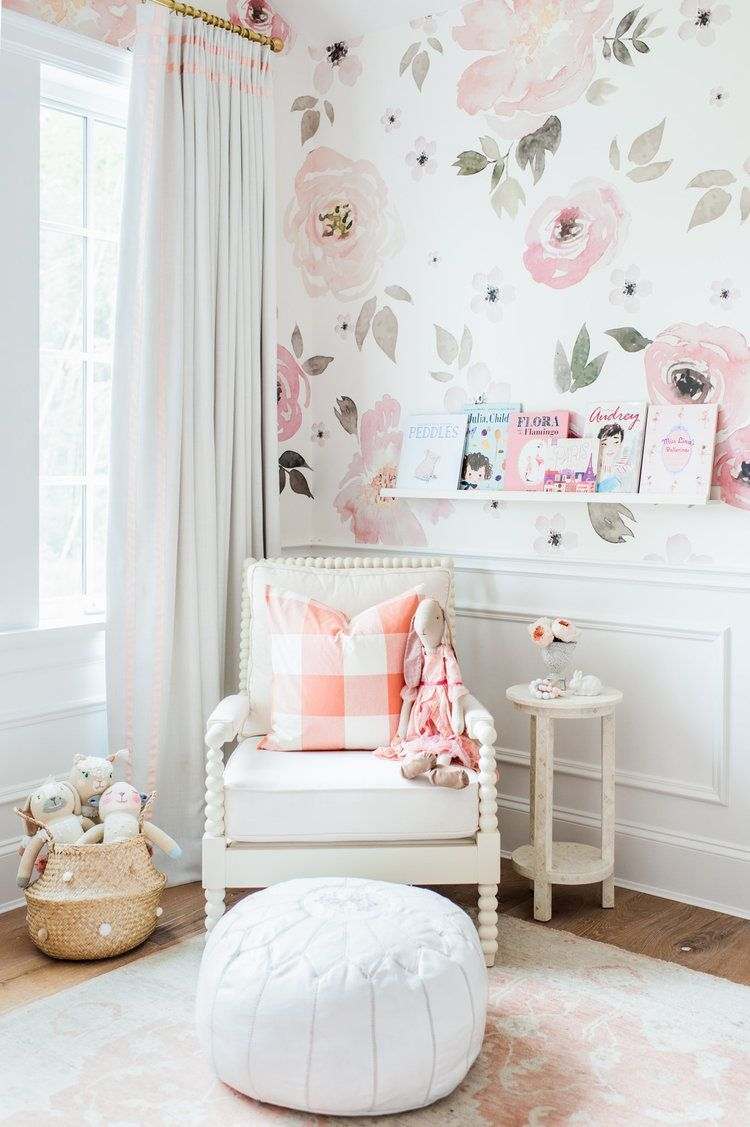 floral wallpaper baby girl nursery room design ideas
