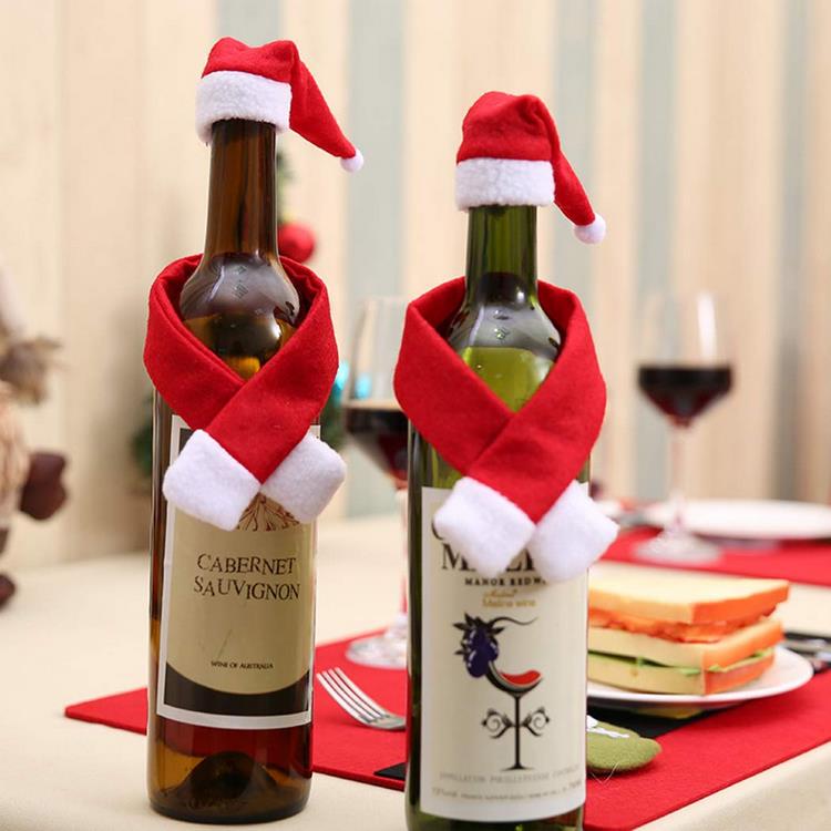 quick and easy festive winter wine bottles decorations santa hats and scarves
