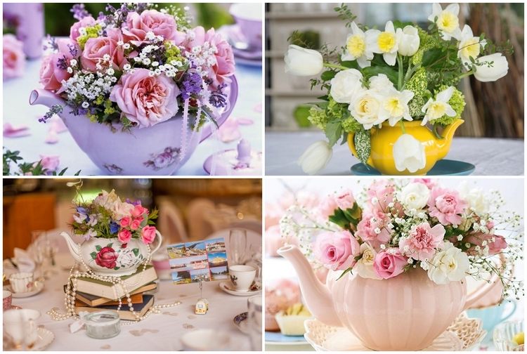 romantic teapot centerpieces wedding bridal shower tea party decor