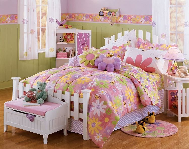 the best flower themed girls room interior design ideas in pink orange and green colors