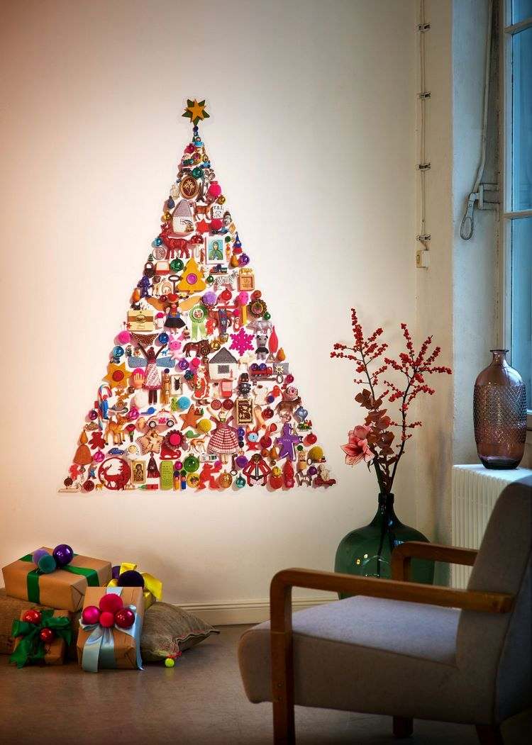 unique Christmas wall decoration ideas tree composition
