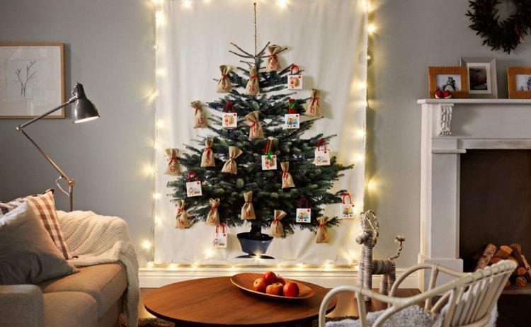 wall hanging Christmas tree fabric print original home decor ideas