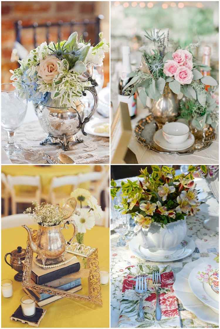 wedding centerpieces teapot vases romantic decoration ideas