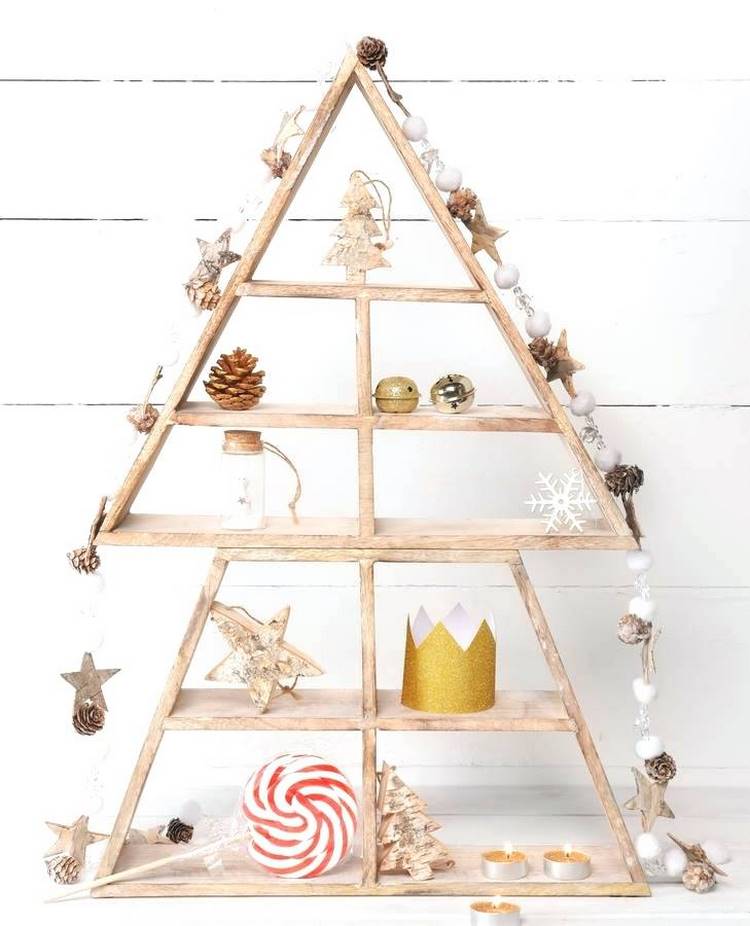 wooden Christmas trees DIY shelf ideas