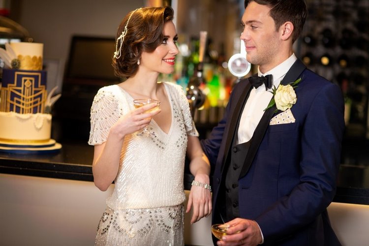 Art Deco wedding bride and groom outfits ideas