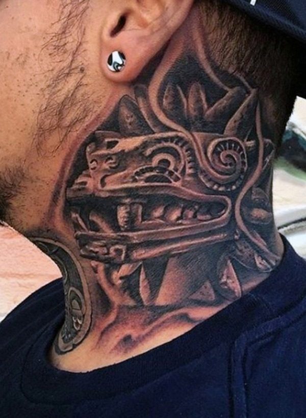 Aztec tattoo neck ideas for men
