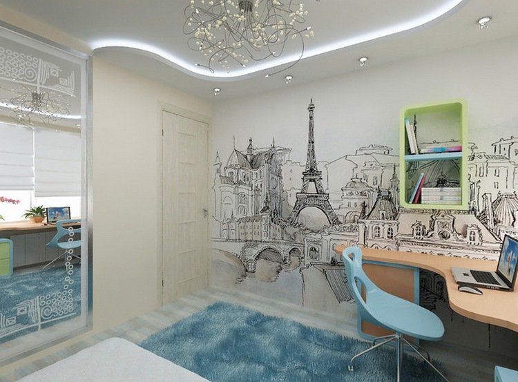Paris themed girl bedroom design 