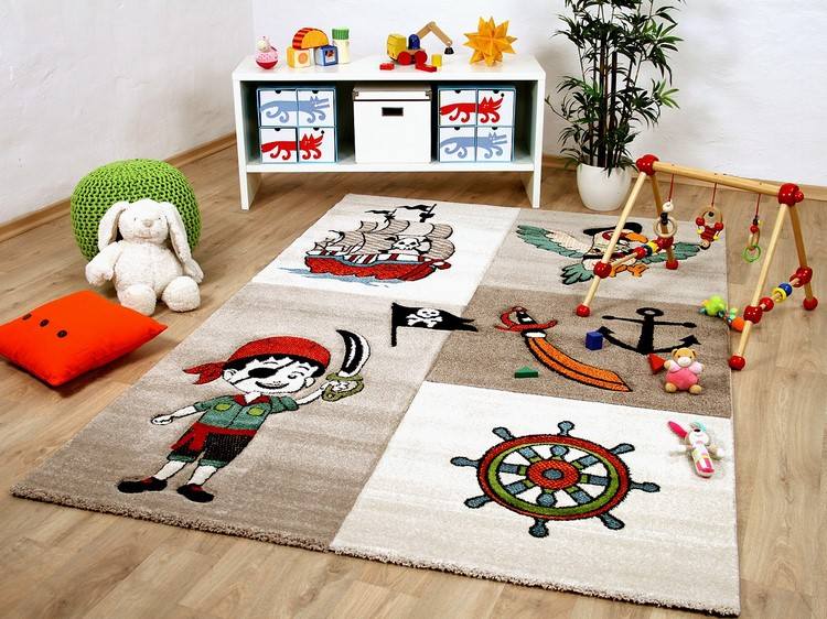 Pirate themed carpet for nursery room