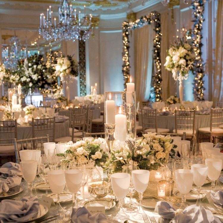 Winter themed banquet hall and table decoration Ideas