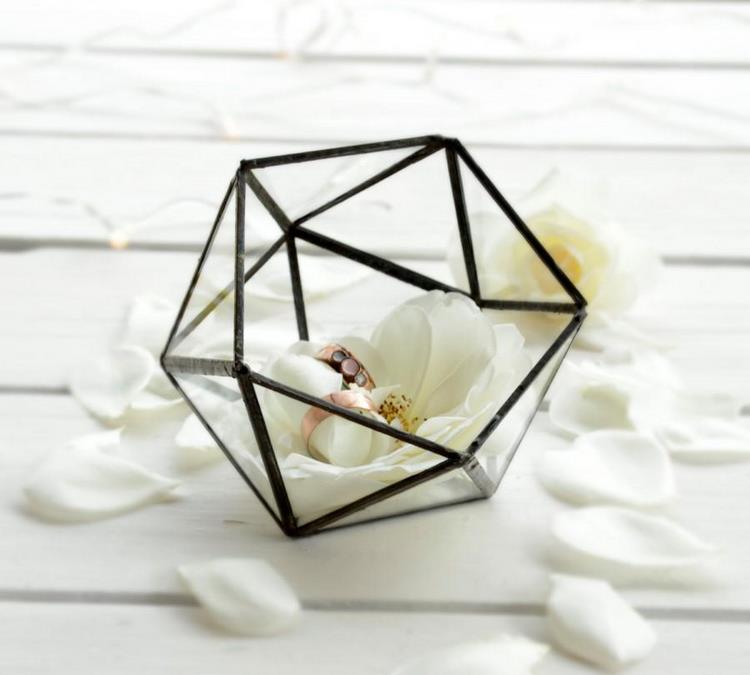 unique wedding ring holder mini glass geometric box
