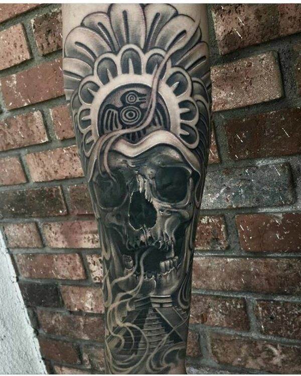 arm-tattoo-ideas-Aztec-skull-designs-for-men