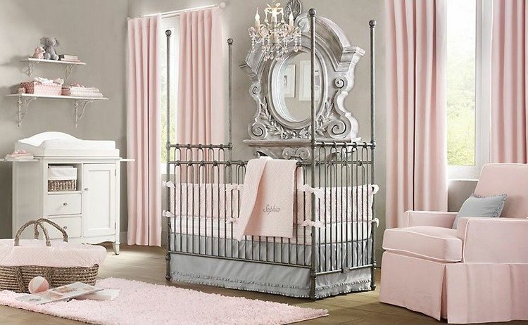 baby girl nursery ideas beautiful decor in grey and pink colors