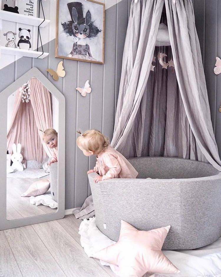 baby girl room ideas in white grey and pink