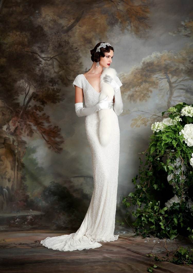 beaded art deco wedding dress and bridal outfit ideas