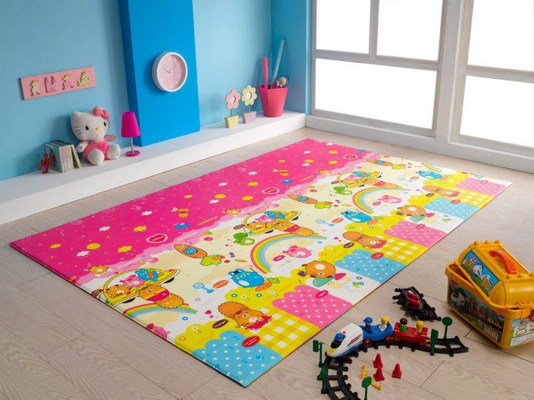 bright and colorful carpet for baby girl room