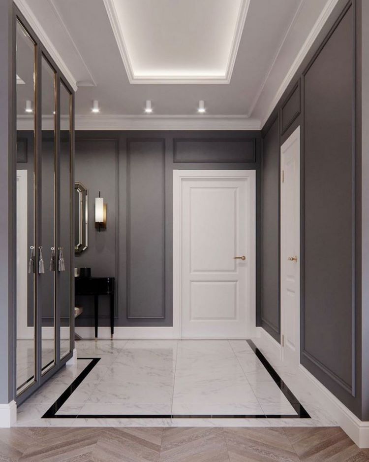 elegant home entryway ideas dark grey and white interior