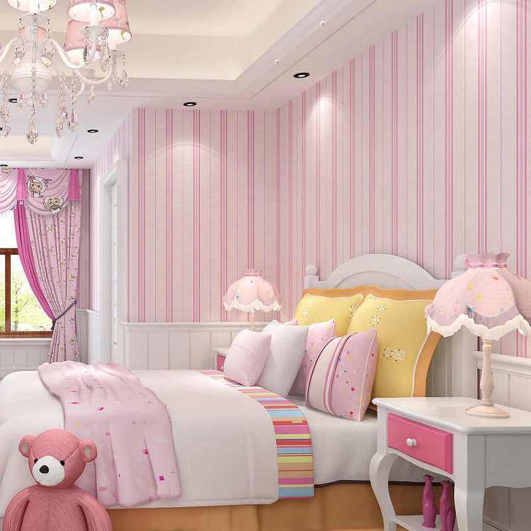 girl bedroom wallpaper ideas pink stripes child room decor