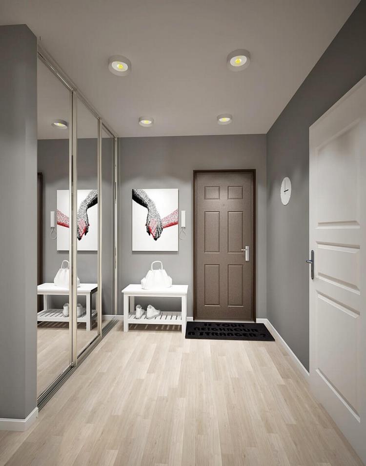 house entry ideas corridor design wood flooring grey wall paint