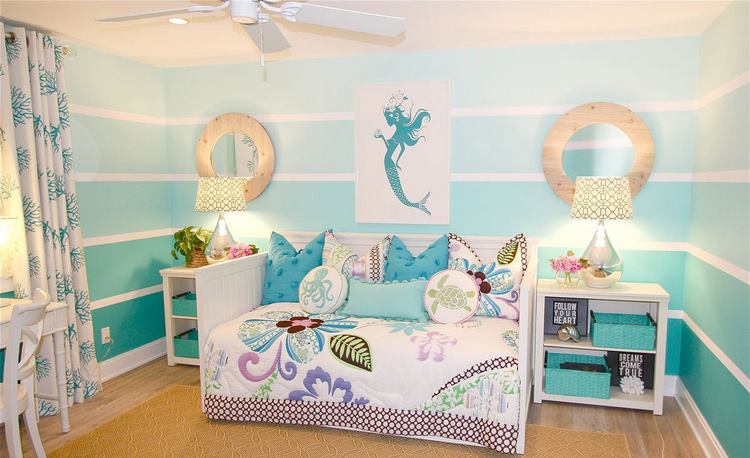 little mermaid theme in girl bedroom creative decor ideas
