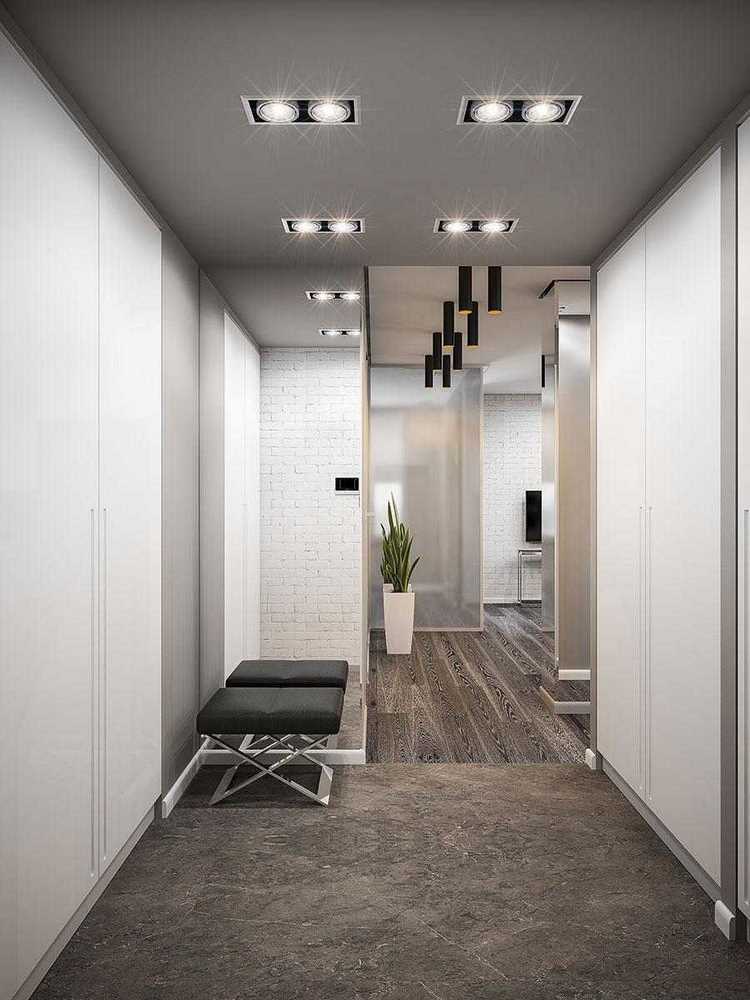 modern home interior corridor design color scheme white and grey