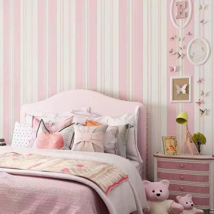pink and white girl bedroom design wallpaper ideas