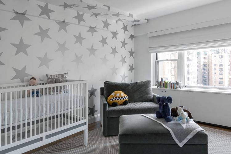 pretty baby room ideas grey bedroom silver star wallpaper