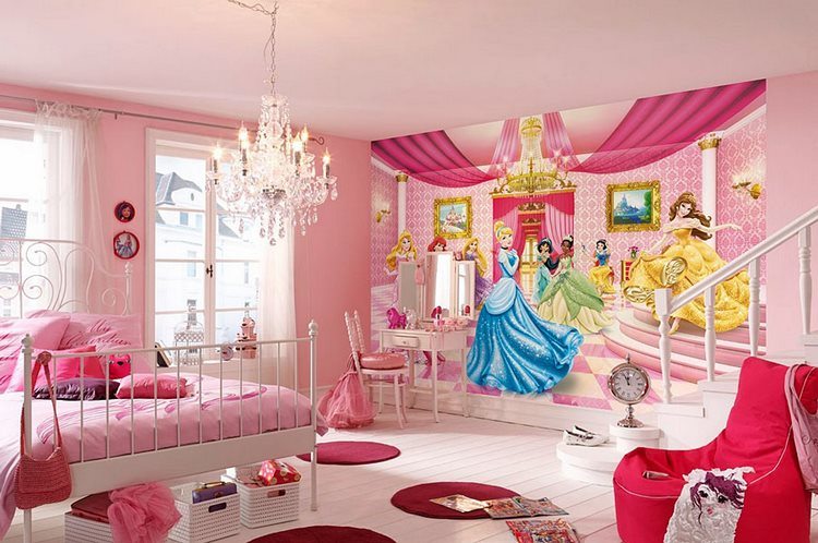 princesses wallpaper for girl bedroom design