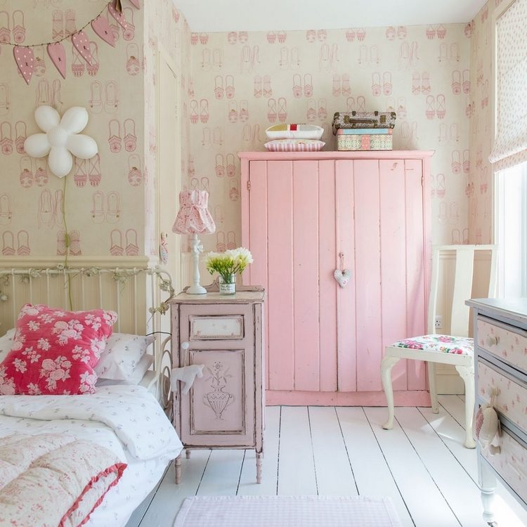 shabby chic girls bedroom design wall decor furniture ideas