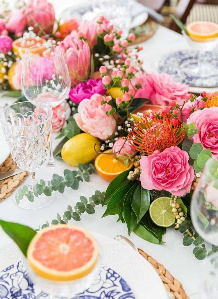 table cut fruit arrangement