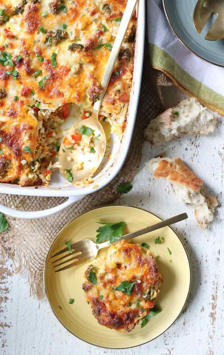 Cauliflower rice chicken and broccoli casserole recipe