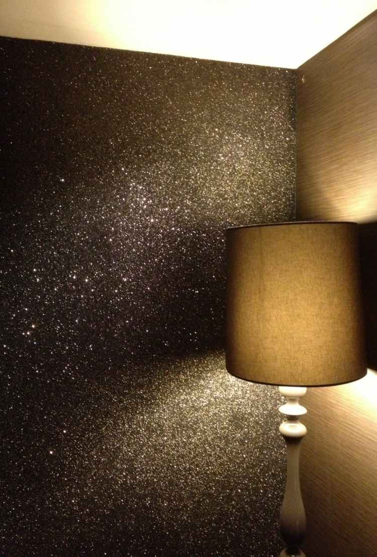 Wall paint with glitter gold accent wall in bedroom