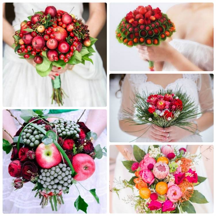 bridal bouquet with flowers and fruits