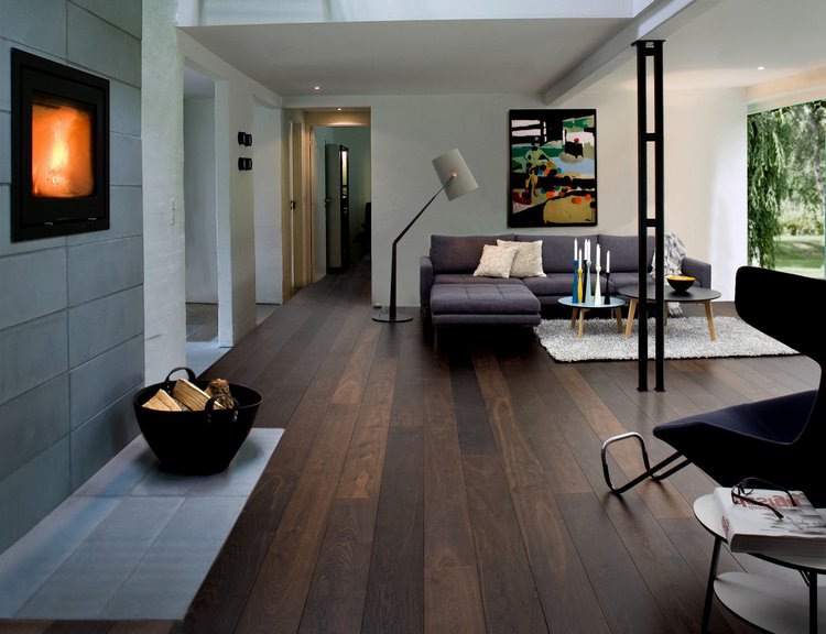 Dark Hardwood Flooring In Interior, Dark Hardwood Floor Living Room Furniture Design Ideas
