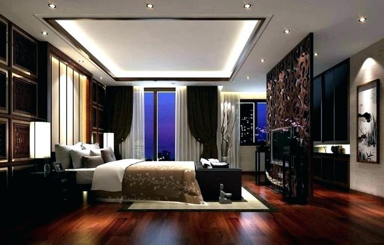 dark wood floor in modern bedroom
