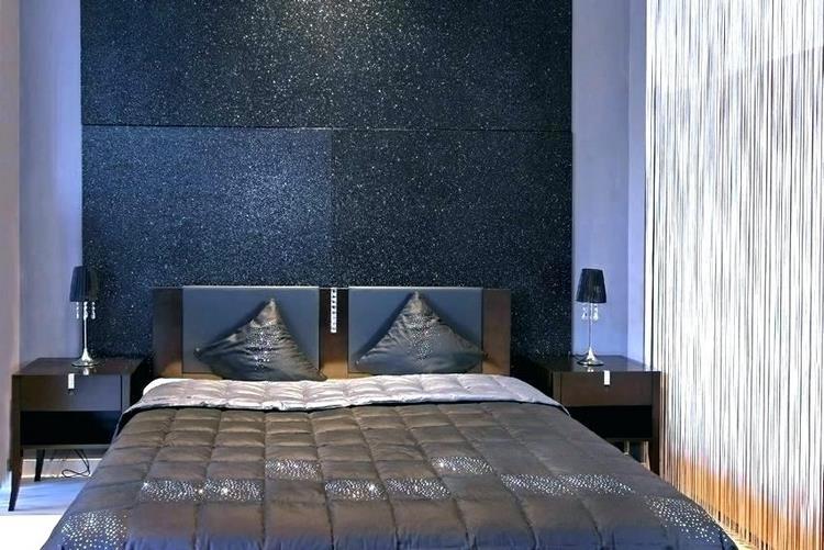 glitter wall paint accent wall in modern bedroom